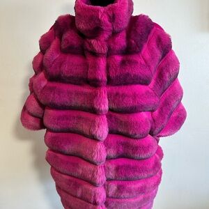 Vibrant Fuchsia Rex Rabbit Chinchilla Teddy Jacket